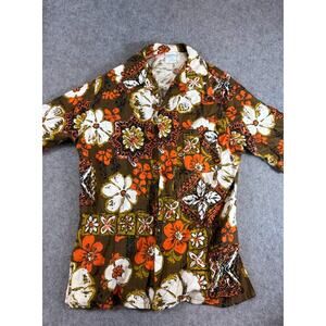 Vintage Jantzen Kona Kai Hawaiian Shirt Mens Large Floral Summer Beachy Vacation